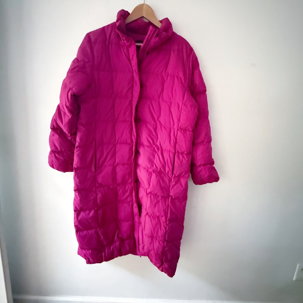 Lands End Puffer Coat Women L Long Down Quilted Maxi Warm Winter Snow Parka